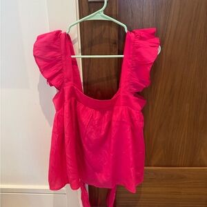 Flying Tomato Bright Pink Ruffle Sleeve Blouse